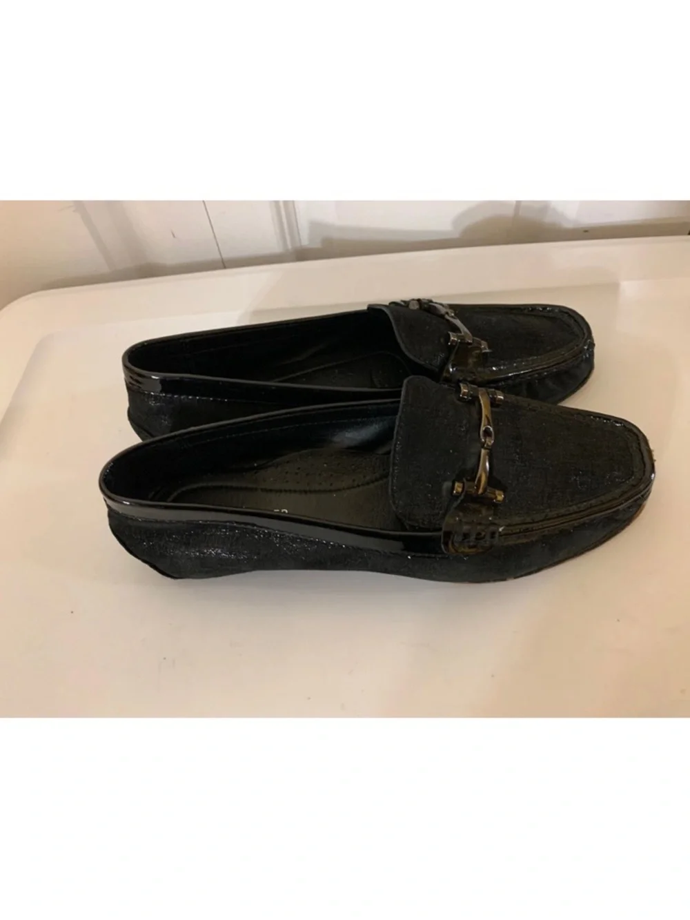 Donald J Pliner Mens‎ Sz 8.5M Black Leather Shoes loafers Buckle Horsebit